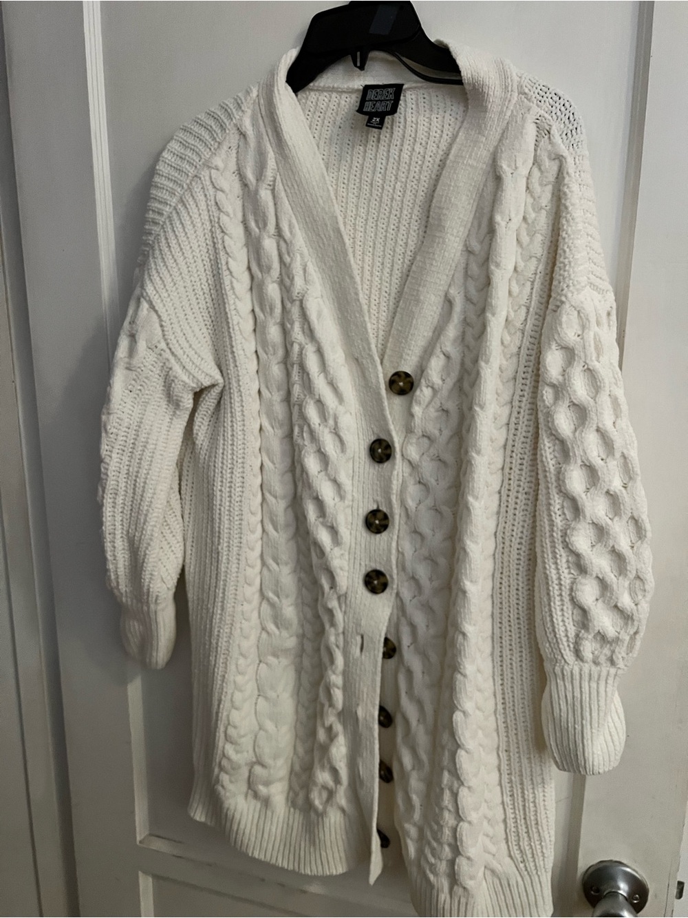 Derek Heart Ivory Cable Knit Button-Up Cardigan